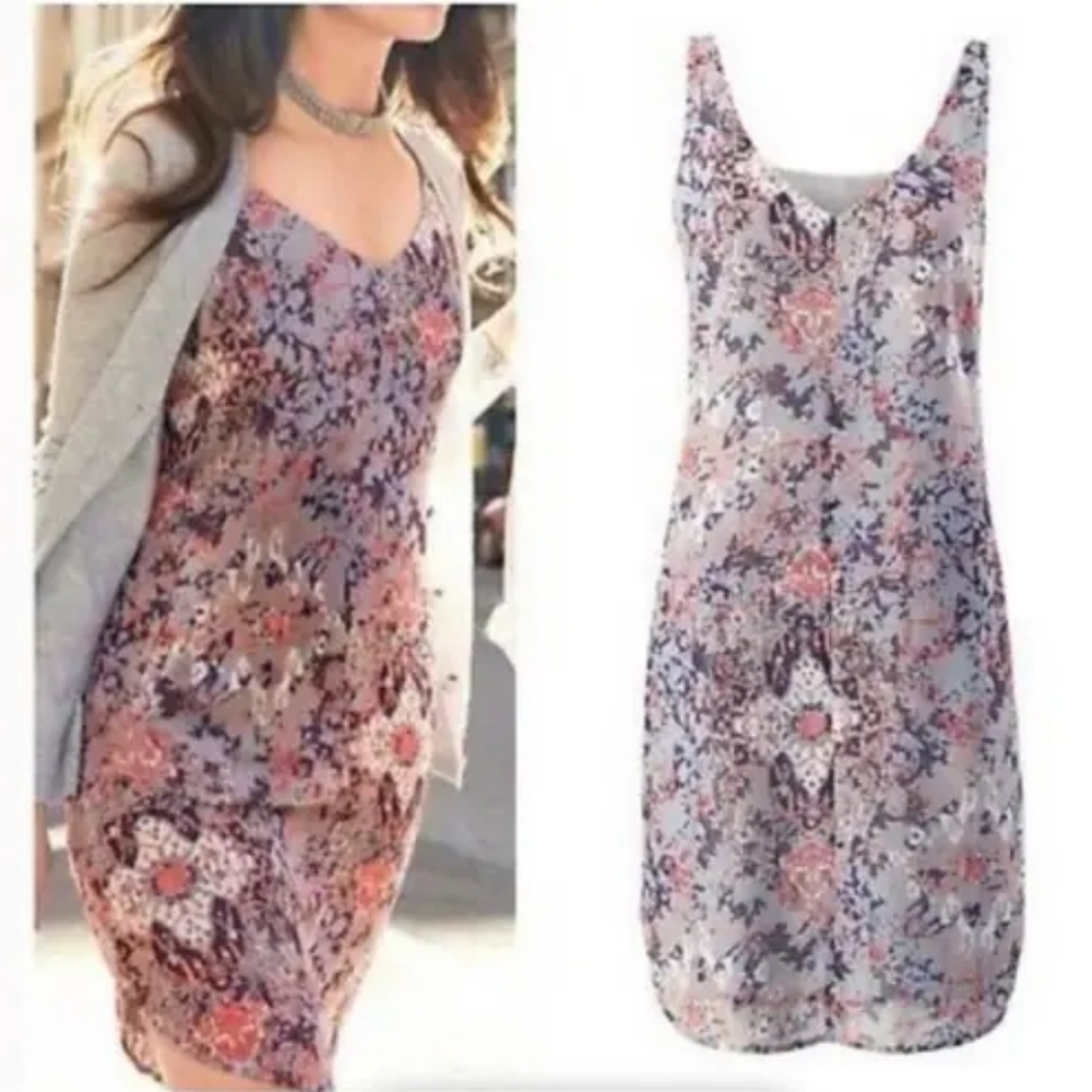 🍁CABI Fresco Shift Mini Slip Dress V-Neck Lined #5049, Size S